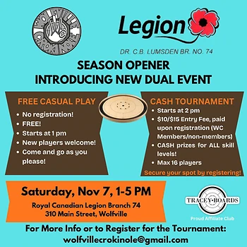 Poster for Crokinole Tournament & Social Play
