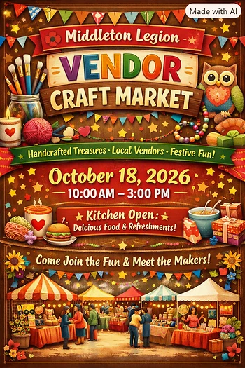 Poster for Middleton Legion Craft Market Sale