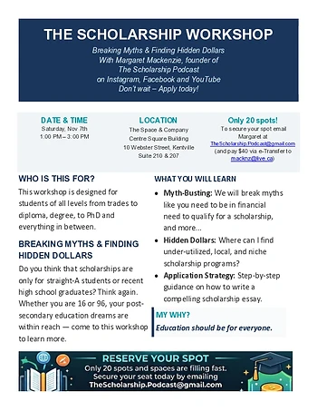 Poster for Scholarships - Find those hidden dollars