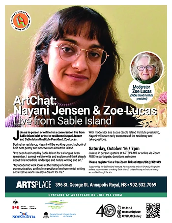 Poster for Live from Sable Island: Nayani Jensen, artist-in-residence