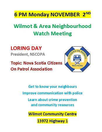 Poster for Wilmot & Area Neighbourhood Watch Meeting