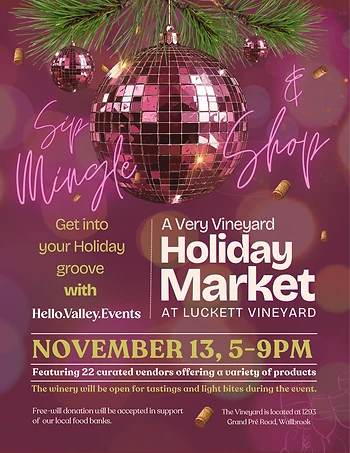 Poster for Hello Valley Events Holiday Market at Lucketts