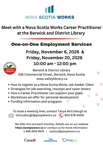 Poster for NS Works - PeopleWorx - One-on-One Employment Services