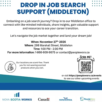 Poster for NS Works - PeopleWorx - Drop-in Job Search Support