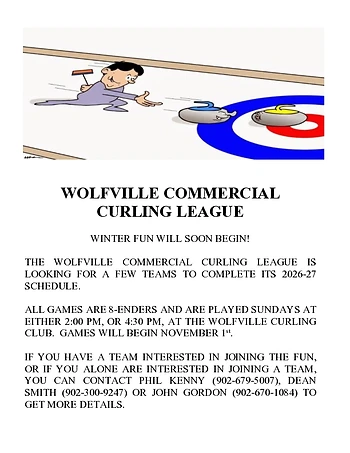 Poster for Wolfville Commercial Curling League