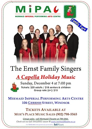 Poster for Ernst Family Singers Holiday Concert