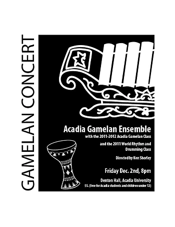 Poster for Gamelan and Drumming Concert