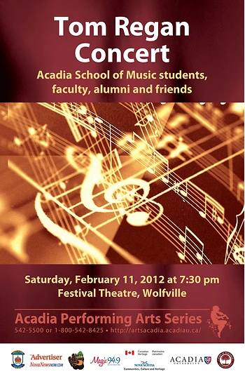Poster for Tom Regan Concert