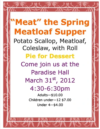 Poster for 'Meat' The Spring Meatloaf Supper