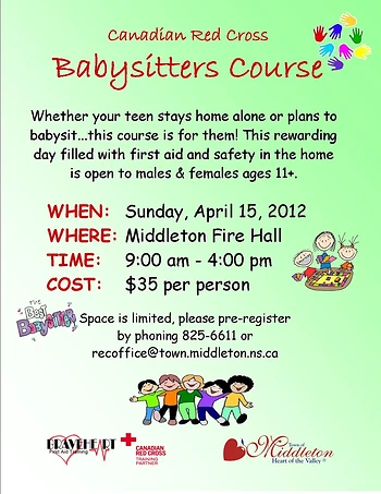 Poster for Red Cross Babysitters Course