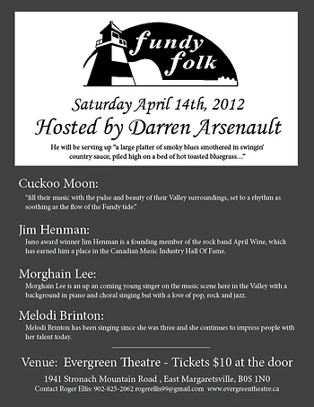 Poster for Fundy Folk with Darren Arsenault
