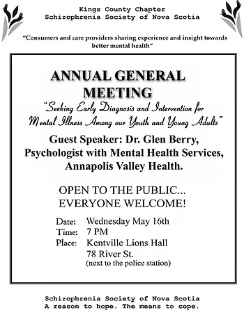 Poster for Schizophrenia Society AGM