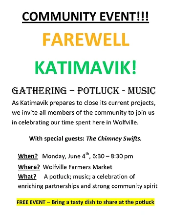 Poster for Katimavik Farewell Celebration