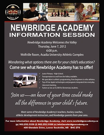 Poster for Newbridge Academy Info. Session