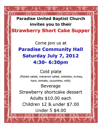 Poster for Strawberry Shortcake Supper