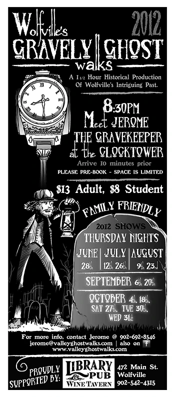 Poster for Wolfville's Gravely Ghost Walk