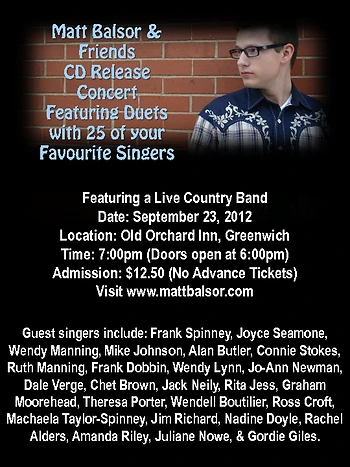 Poster for Matt Balsor Duet CD Release