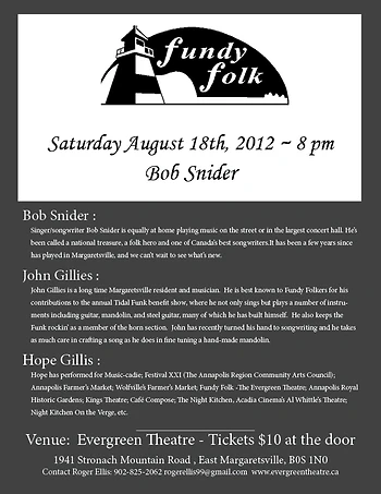 Poster for Fundy Folk Featuring Bob Snider