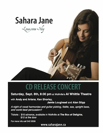Poster for Sahara Jane's CD Release