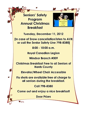 Poster for Seniors Breakfast & Flu Shot Clinic