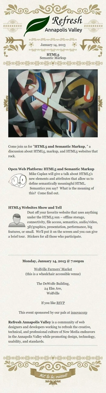 Poster for HTML5 and Semantic Markup