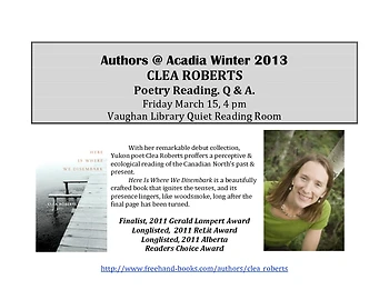 Poster for Clea Roberts Poetry Reading