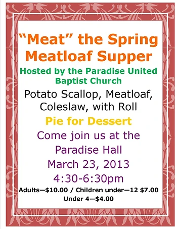 Poster for "Meat" The Spring Meatloaf Supper
