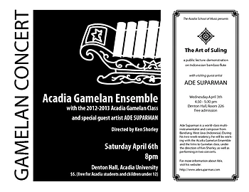 Poster for Acadia Gamelan with Ade Suparman