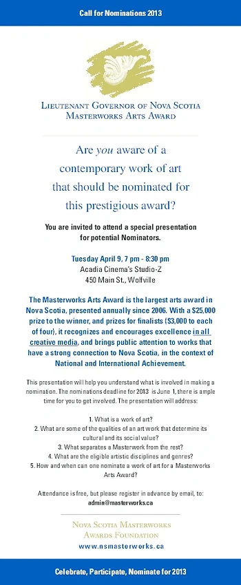 Poster for Masterworks Awards Info. Session