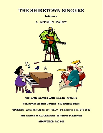 Poster for The Shiretown Singers Kitch'n Party