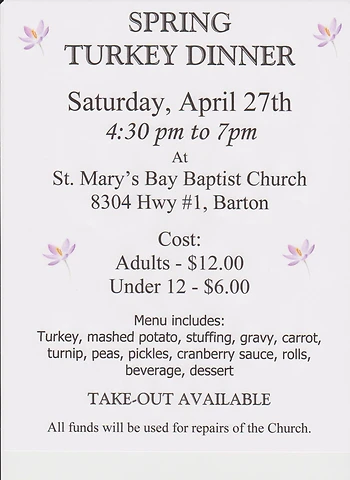 Poster for Spring Turkey Supper