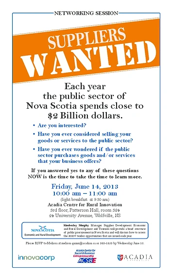 Poster for Suppliers Wanted Networking Session