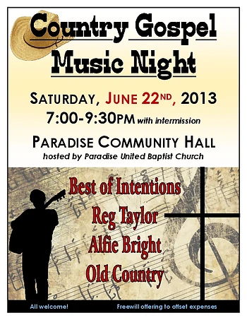 Poster for Country Gospel Music Night