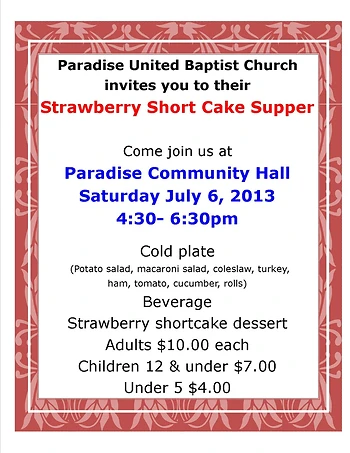Poster for Strawberry Shortcake Supper