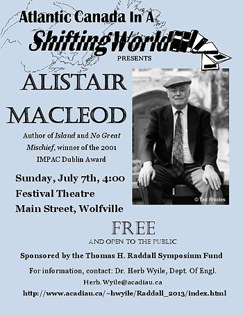 Poster for Author Reading: Alistair Macleod