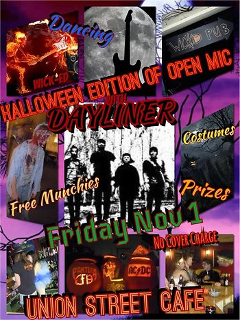 Poster for Halloween Open Mic with Dayliner