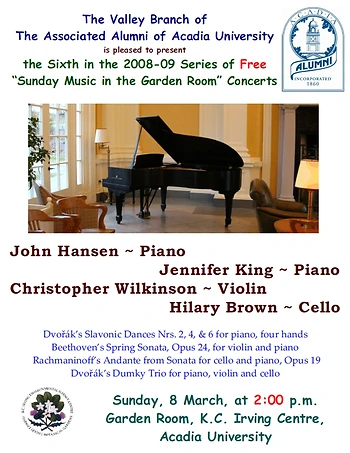 Poster for Sunday Music in the Garden Room