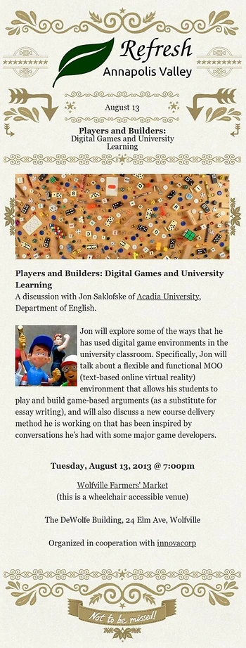 Poster for Players and Builders: Digital Games and University Learning