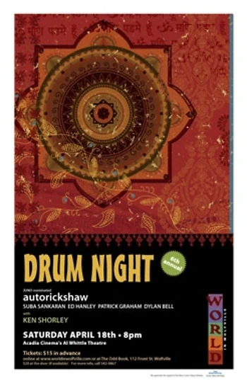 Poster for Drum Night with autorickshaw