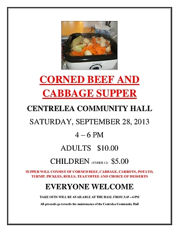Poster for Corned Beef & Cabbage Supper