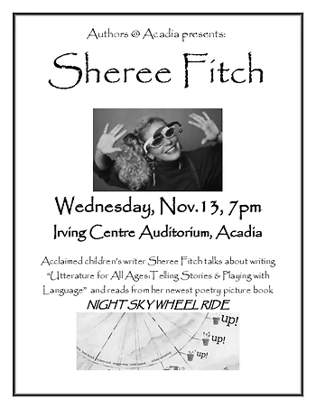 Poster for Sheree Fitch Talk & Reading