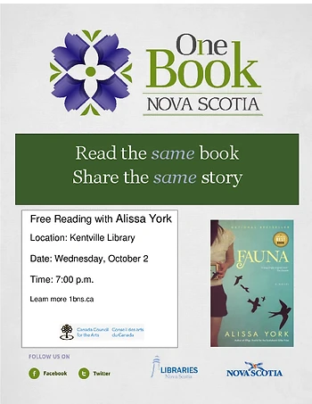 Poster for Author Reading with Alissa York
