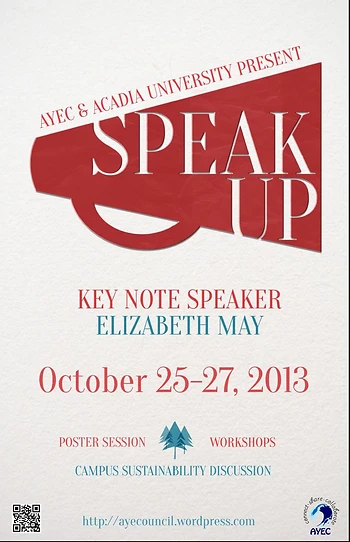 Poster for Elizabeth May Public Talk