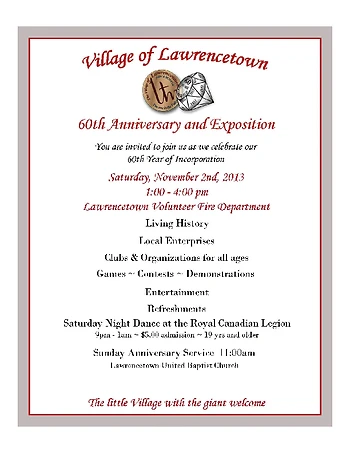 Poster for Lawrencetown 60th Anniversary Event