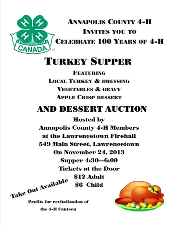 Poster for Turkey Supper & Dessert Auction