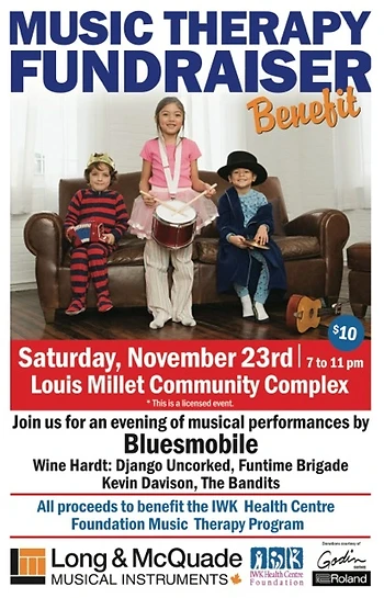 Poster for I.W.K. Fundraiser with The Bluesmobile Band