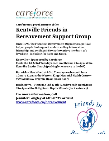 Poster for Friends in Bereavement Support Group