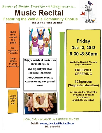 Poster for Student Recital & Community Chorus Fundraiser