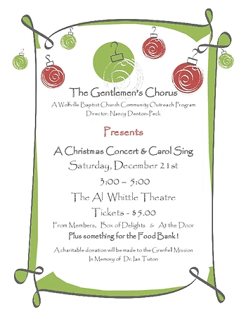 Poster for Gentlemen's Chorus & Carol Sing