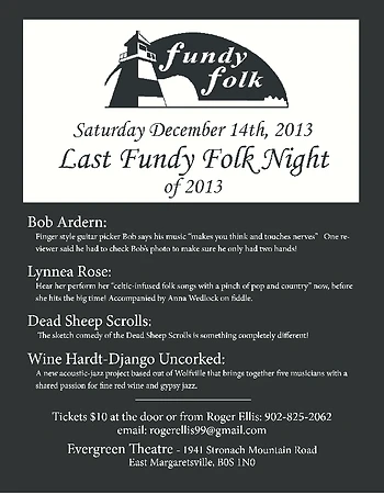 Poster for Fundy Folk - last of the year!